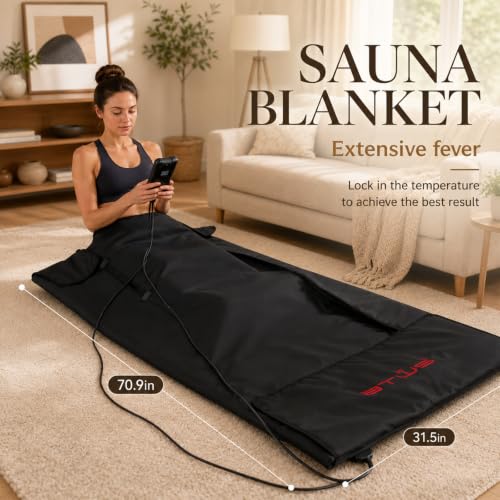 Infrared Sauna Blanket –Low EMF Safe with Support Pillow,Size 6 ft x 2.6 ft,Durable PU Leather Cover Detox & Relaxation at Home Adjustable Timer,5 Pcs Detox Bags,Gifts for Family - view 2