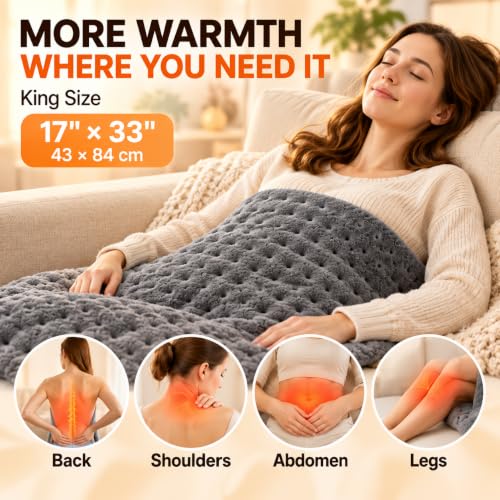 Heating Pad for Back, 17 x 33 in, 9 Heat Settings, 4 Timers, Gray - view 2