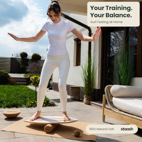 Balance Board Full Kit – Premium Birch Wood Trainer with Cork Roller, Balance Disc, Massage Ball & Anti-Slip Mat – Core Strength, Surf, Snowboard & Rehab Training – All-In-One Set - view 6