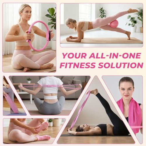 Pilates Kit for Home Workout, All-in-One Yoga Pilates Equipment with 14.5" Pilate Ring and Small Exercise Ball Set, Pilates Essentials for Women at Home - view 2