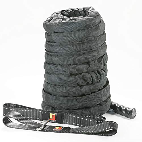 Heavy Duty Battle Rope with Portable Anchor Kit, 1.5 and 2 inch by 30ft, Perfect for Muscle Training Exercise, Fitness, Cardio Workout and Crossfit