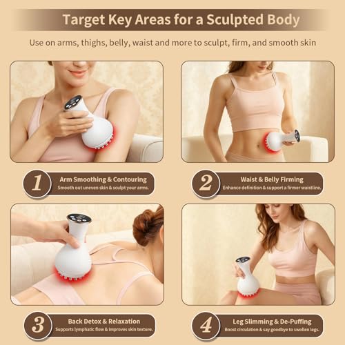 Body Sculpting Machine, Lymphatic Drainage Massager & Anti Cellulite Massage Tool, Helps Reduce Stretch Marks & Cellulite, Pain Relief Devices for Legs, Arms & Belly, Body (White) - view 4