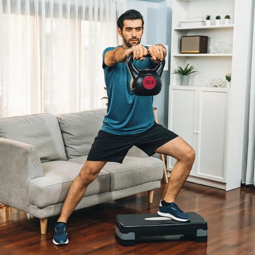 Vinyl Kettlebell Set, 30/45/50/75 Pound Options – Cement-Filled Strength Training Weights with Ergonomic Grip and Color Coding for Full Body Fitness at Home or Gym - view 6