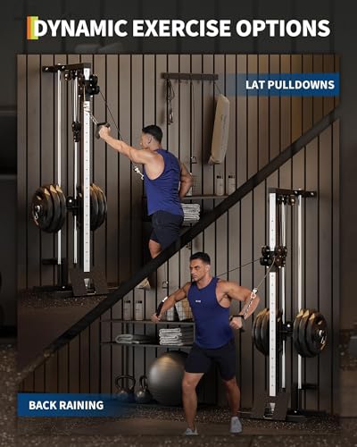 Wall Mount Cable Machine with 19 Positions Dual Pulley System, Attachments - view 2