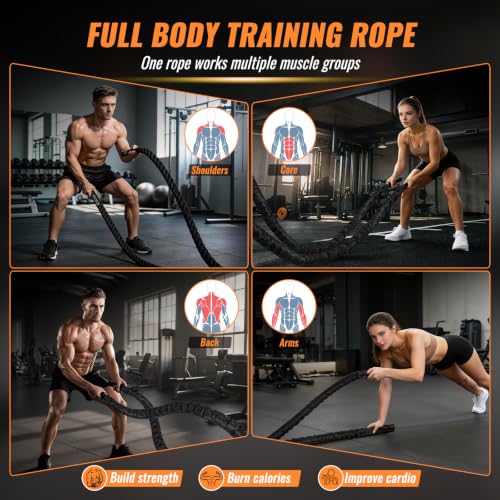 Battle Rope for Home Gym – 1 Inch 30FT Heavy Exercise Rope with Wear-Resistant Nylon Sleeve & Anchor Strap - view 4