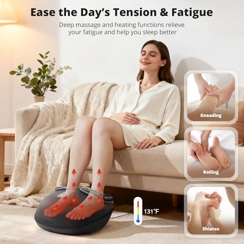 Foot Massager with Heat - Shiatsu Feet Massage Machine Delivers Relief for Tired Muscles & Plantar, Deep Kneading Therapy, Multi-Level Settings for Home, Office Use, Size up to 13" - view 4