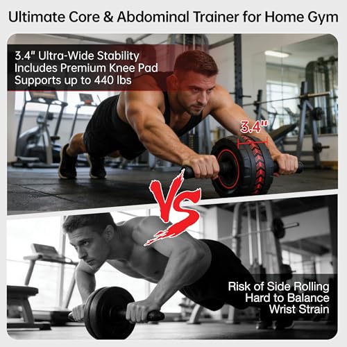 Ab Roller Wheel with Knee Pad, Core Strength Trainer for Home Gym, Abdominal Workout Equipment for Men & Women - view 2