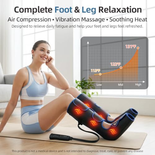 Air Compression Leg Massager with Heat, 6 Massage Modes, Foot Boots - view 2