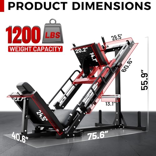 Leg Press Hack Squat Machine with Linear Bearing, 1200LB Capacity - view 2