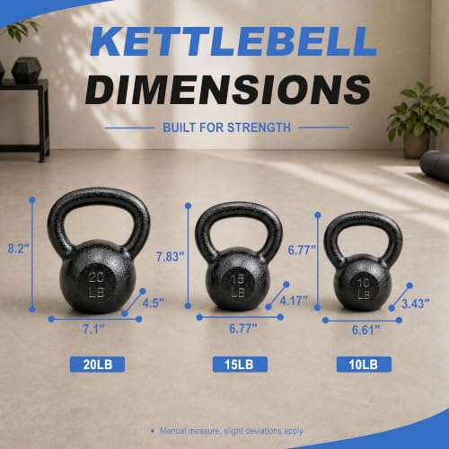 B​alanceFrom 5-​50 LB​ Kettlebells Cast Iron Strength Training Kettlebells for Home Gym Exercises, ​S​ingle or Set - view 3