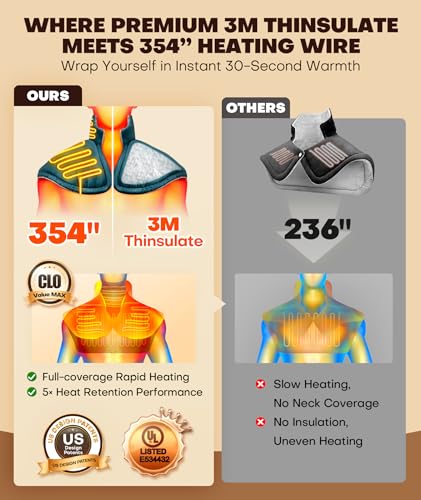 Graphene-Infused Instant Heating Pad with 3M Thinsulate, Ergonomic Weighted Heating Pad for Neck and Shoulders and Back, Heated Neck Wrap w/ 6 Heat Options 4 Auto Timer, Gifts for Women Men - view 2