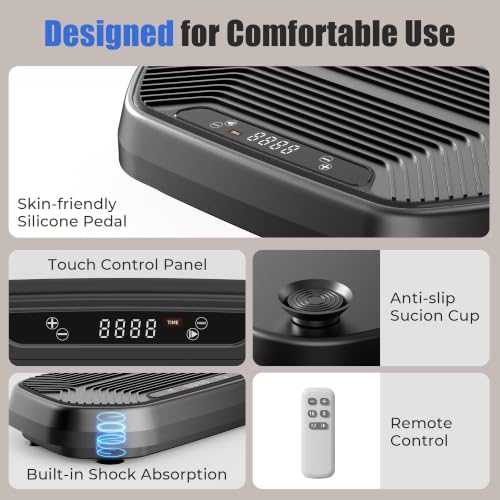 Vibration Plate Exercise Machine - Curved Vibrating Board for Lymphatic Drainage Fitness Platform Workout Full Body Shake Plates Weight Loss with Bluetooth Resistance Bands Black Home - view 5