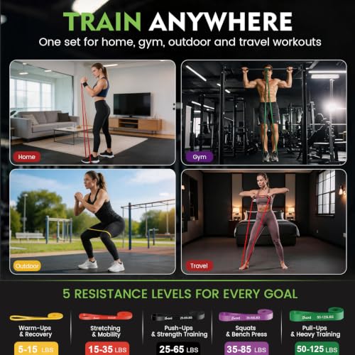 Resistance Bands, Exercise Bands Set for Working Out and Stretching - view 5
