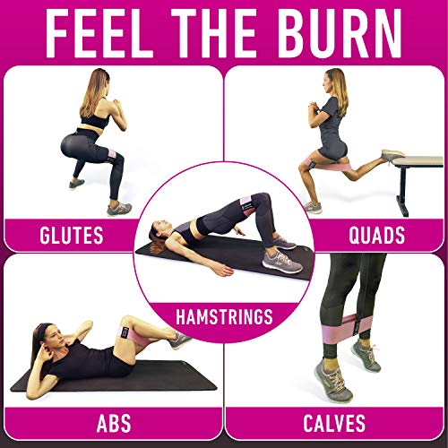 Resistance Bands for Working Out with Workout Bands Guide. 4 Booty Bands for Women Men Fabric Elastic Bands for Exercise Bands Resistance Bands for Legs Bands for Working Out Hip Thigh Glute Bands Set - view 6