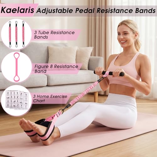 Multifunction Pedal Resistance Band with Handle Set,Pink - view 2