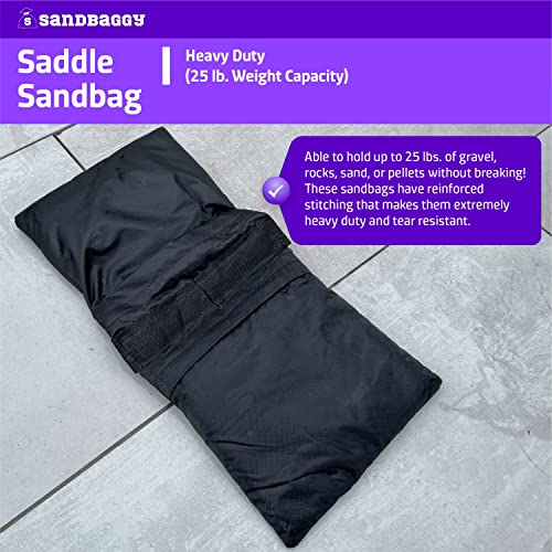 Saddle Sandbags (Black) - Comes Pre Filled with 15 lbs. of Sand (25 lb. Weight Capacity) - Weights for Photography, Tents, Outdoor Equipment - view 5