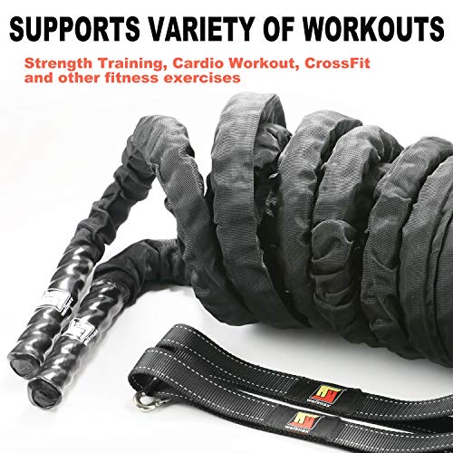 Heavy Duty Battle Rope with Portable Anchor Kit, 1.5 and 2 inch by 30ft, Perfect for Muscle Training Exercise, Fitness, Cardio Workout and Crossfit - view 3