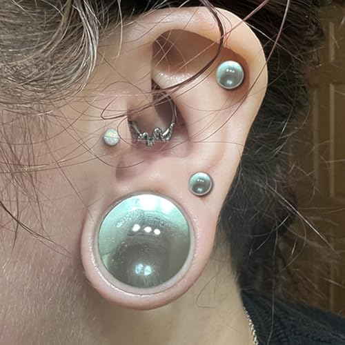 14PCS/10PCS 14G-00G Glass Ear Gauges Stretching Kit Short Taper Expander Comfy Dead Pain-Free Plugs with Rubber Rings Domed Body Piercing Jewelry - view 3