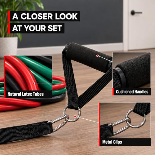 Resistance Bands with Handles, Exercise Tube Bands Set for Workouts - view 5