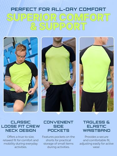 Men's Gym Clothes Set With 2 Workout Shirts & 2 Shorts, 4-Piece - view 4