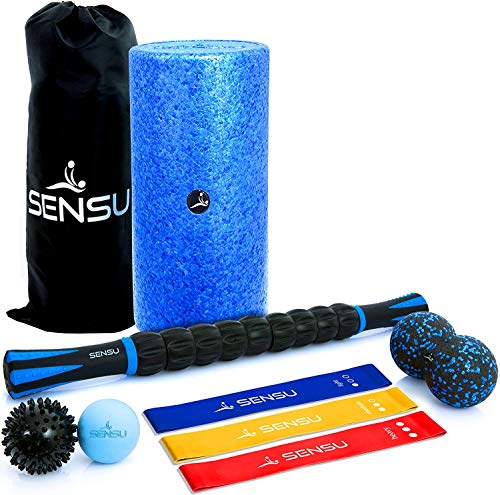 9-in-1 Foam Roller Set – Muscle Recovery Set Includes 3 Resistance Bands, Massage Roller Stick, Peanut Ball, Lacrosse Ball, and Spikey Ball - Massage Tools for Deep Tissue & Myofascial Relief