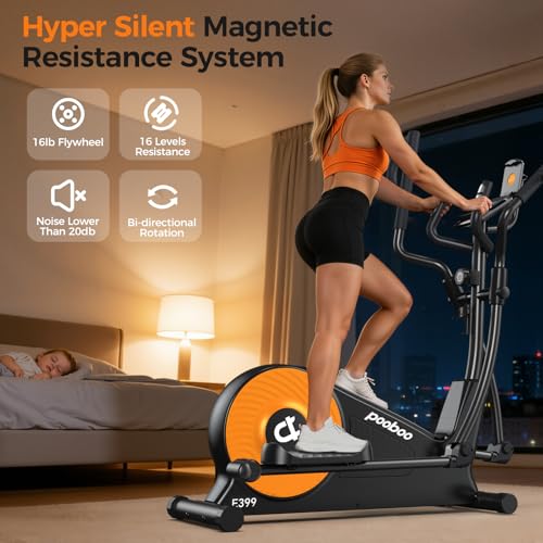 Elliptical Exercise Machine, Elliptical Machine with 16-Level Resistance&Quiet Magnetic Driving System, Elliptical Machine for Home with LCD Monitor,16IN Stride,350LB Capacity - view 4