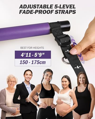 Upgraded Pilates Bar Kit with Resistance Bands Natural Latex for Women & Men, Heavy-Duty Stainless Steel Multifunctional Yoga Pilates Stick for Home Gym Exercise Fitness Equipment Full-Body Workouts - view 4
