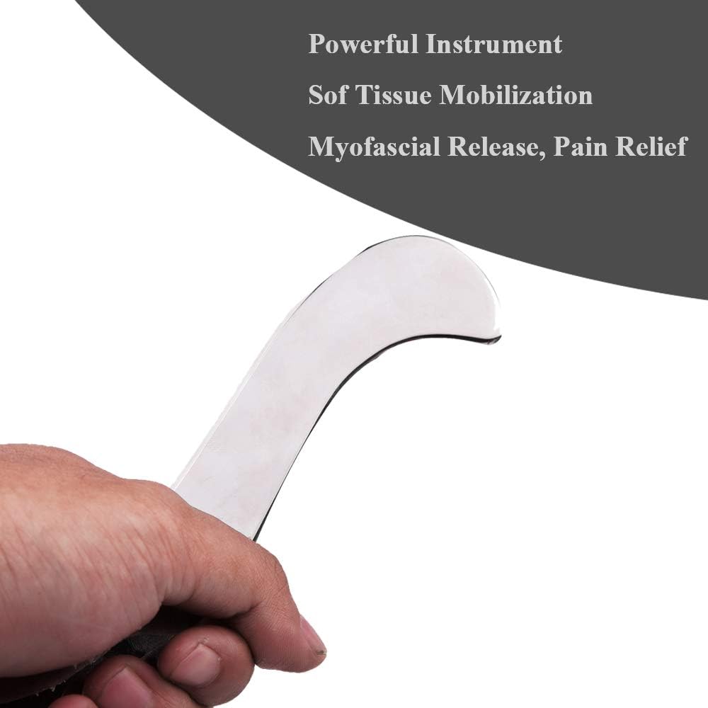 Muscle scraper tool, IASTM tool, stainless steel gua sha for body | double-beveled stainless steel edges support targeted scraping on the back, arms, legs, neck and shoulders - view 3