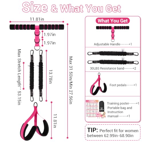 Adjustable Pedal Resistance Band with Handle, Poster, Carry Bag and 2 Tube - view 4