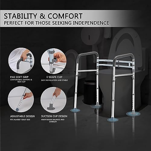 Toilet Safety Rails, 350 lbs, Adjustable Height & Width - view 3