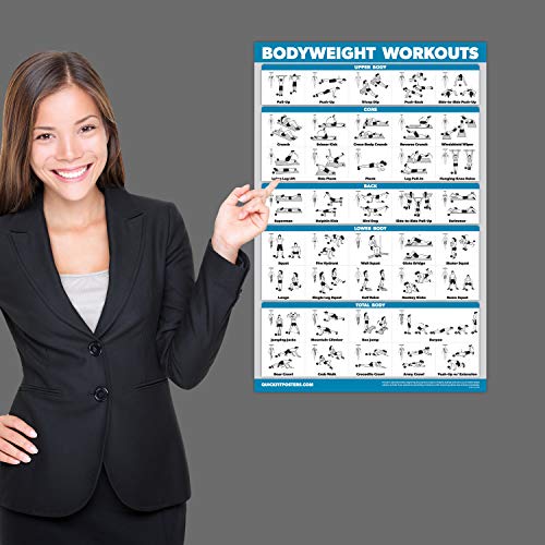 QuickFit 3 x Dumbbell Training Charts + Kettlebell Exercises + Body Weight Routine Poster - view 4