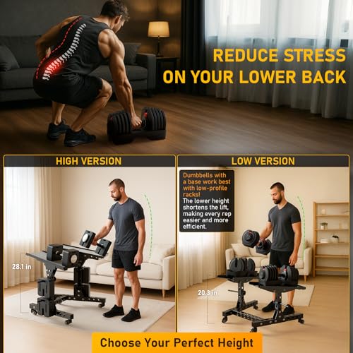 Adjustable Dumbbell Rack & Weight Rack, Holds 440lb, Low/High - view 2