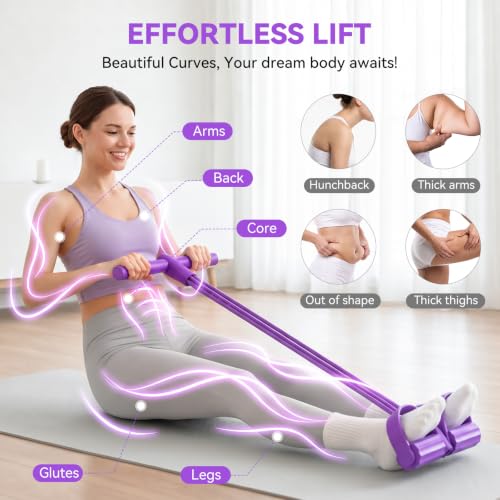 Pedal Resistance Band with Handles, 6-Tube Exercise Bands, Foot Pedal Resistance Bands, Multifunction Tension Rope for Full Body Home, Workouts,Gym, Pilates, Yoga, Women Gift - view 4