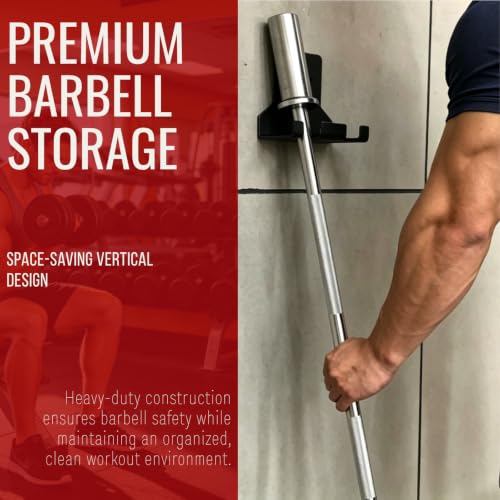 HIFLAME Double Barbell Storage Wall Mounted Storage Rack, Wall Barbell Rack, Olympic Wall Mount Barbell Holder,Vertical Hanging Barbell Rack.Suitable for Gym, Home Fitness. (Black) - view 4