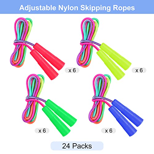 24 Packs Rainbow Jump Rope Set 7.2 Feet Adjustable Nylon Skipping Ropes Jumping Ropes for Outdoor Activity Party Favors School Games - view 4