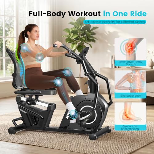 Recumbent Exercise Bikes for Home,Stationary Bike with Arm Exerciser - view 2