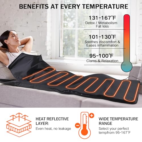 Infrared Sauna Blanket, Portable Dry Sauna Bag, PU Sleeveless-Black - view 4