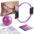 Pilates Ring Set 14" Magic Circle, 9" Mini Ball, Resistance Bands