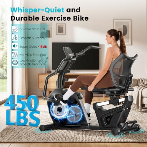 Recumbent Exercise Bikes for Home,Stationary Bike with Arm Exerciser - view 3