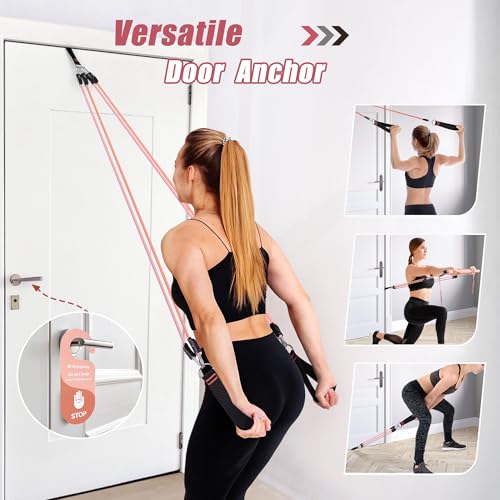Upgraded Pilates Bar Kit with Resistance Bands Natural Latex for Women & Men, Heavy-Duty Stainless Steel Multifunctional Yoga Pilates Stick for Home Gym Exercise Fitness Equipment Full-Body Workouts - view 6
