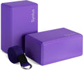 Yoga Block and Yoga Strap Set, Soft Non-Slip Yoga Blocks 9×6×4 inches, 8FT Metal D-Ring Strap for Yoga, General Fitness, Pilates, Stretching and Toning