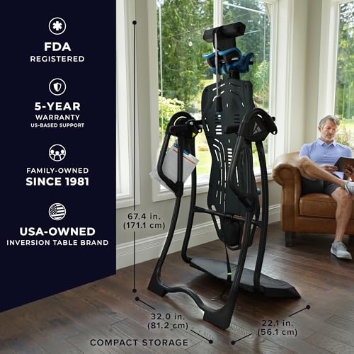 FitSpine LX9 Inversion Table, Deluxe Easy-Reach Ankle Lock, Decompression Surface for Back Pain Relief, Integrated Accessories, UL Safety Certified, Heavy-Duty 300 lb Capacity, FDA Registered - view 5
