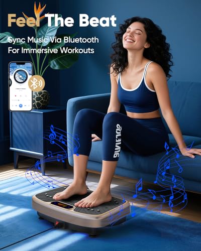 Vibration Plate Exercise Machine Vibration for Lymphatic Drainage Fitness Equipment for Strength Toning Premium Home Workout Equipment with 1-200 Speed Settings for Fitness (Gold) - view 2