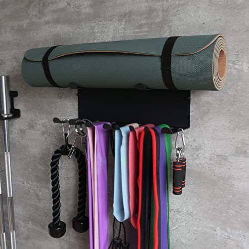 Resistance Bands Rack Wall Mount Home Gym Equipment Storage Rack for Resistance Bands, Jump Ropes, Yoga Mat, Foam Roller, Chains, 16.5", Black - view 5