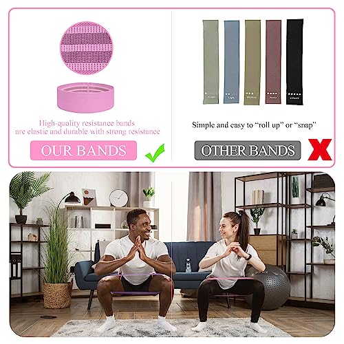 Fabric Resistance Bands for Working Out, 5 Levels Booty Bands for Women Men, Cloth Workout Bands Resistance Loop Exercise Bands for Legs Butt at Home Fitness, Yoga, Pilates - view 4