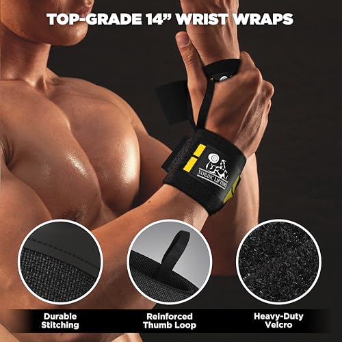 Wrist Wraps for Weightlifting & Lifting Straps (2 Pairs) - view 4