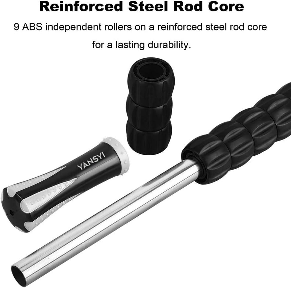 Professional 9-Roller Deep Tissue Massage Stick - Portable Muscle Recovery Roller for Athletes, Relieves Post-Workout Soreness & Leg/Back Pain - Portable Physio Tool (White) - view 5