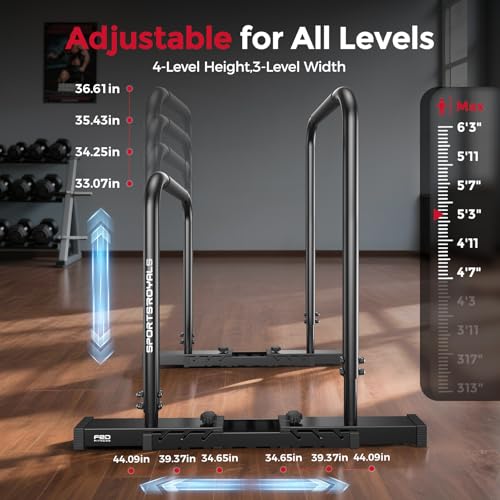 Adjustable Dip Bar Station, Heavy Duty Parallette & Parallel Bars, 400LBS Stable Dip Stands for Home Gym, Calisthenics & Upper Body Workout Equipment - view 6
