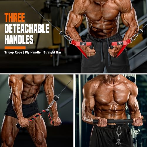 Weight Cable Pulley System Gym, Upgraded Cable Pulley Attachments for LAT Pull Down, Biceps Curl, Tricep, Arm Workouts - Home Gym Add On Equipment - view 7