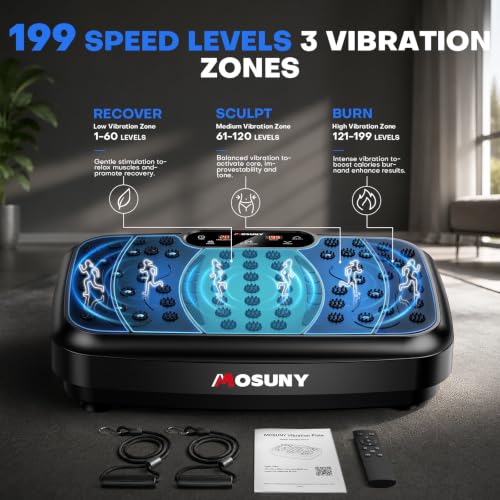 Vibration Plate for Lymphatic Drainage with 7 Modes, Vibration Plate Exercise Machine, Powerful 150W Motor, Speaker with Music, Full Body Workout with 199 Speeds for Women Men, 450 Lbs Capacity - view 6